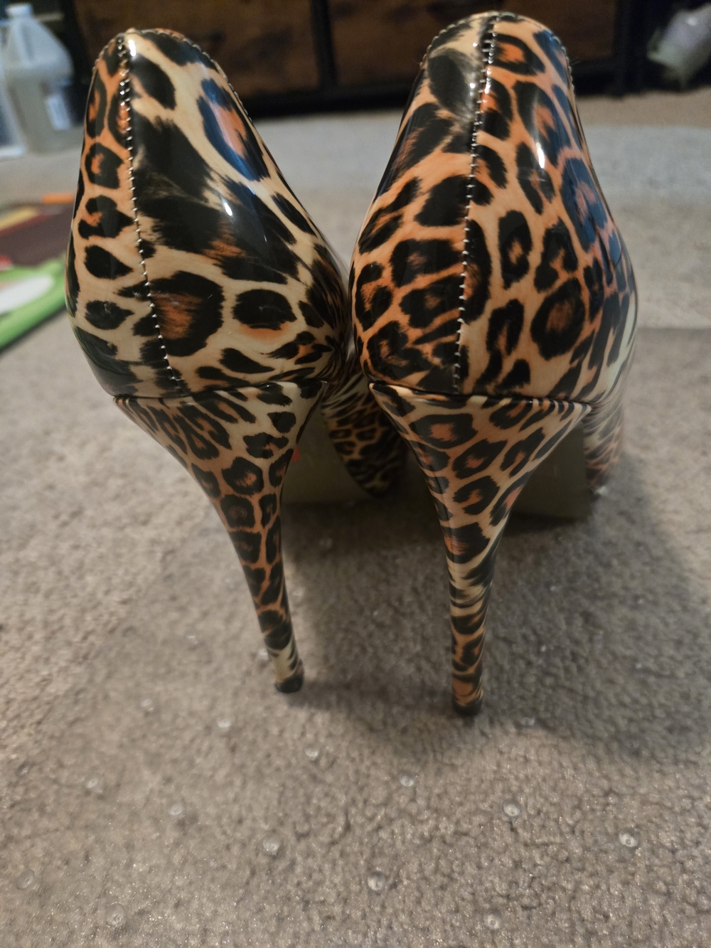 Leopard Print Stiletto Pumps - Black/Brown
